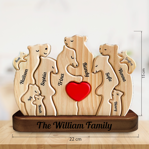 Personalized Wooden Bears Family - Puzzle Wooden Bears Family - Wooden Pet Carvings