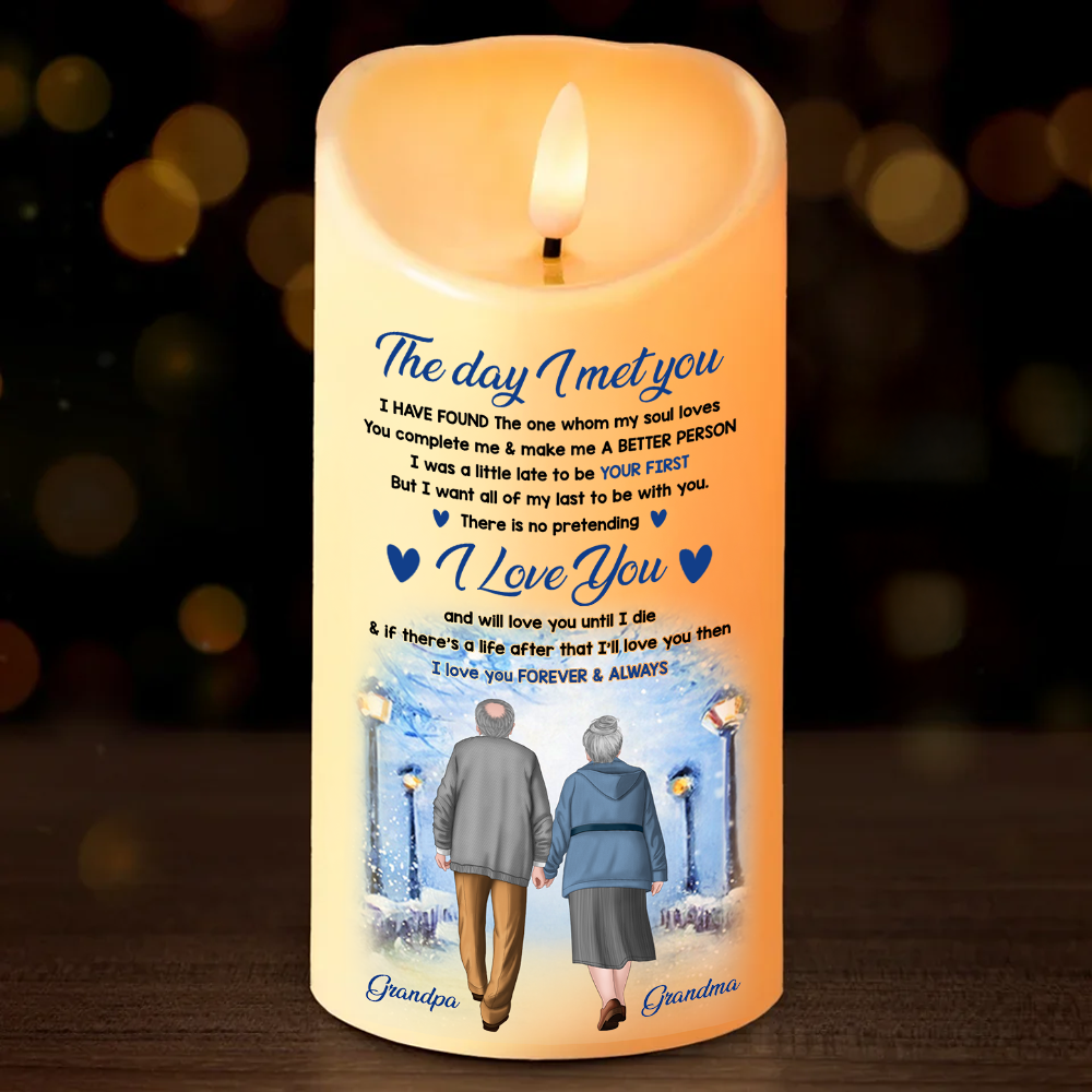 The Day I Meet You LED Candle - Personalized Flameless LED Candle - Christmas Gift