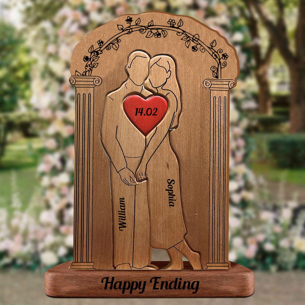 DIY Empty Happy Ending Married Wooden Couple - Non Custom Puzzle Wooden Family