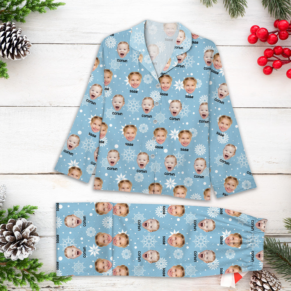 Custom Photo Name Pajamas Set - Personalize Christmas Pajamas SleepShirt - Matching Pajamas