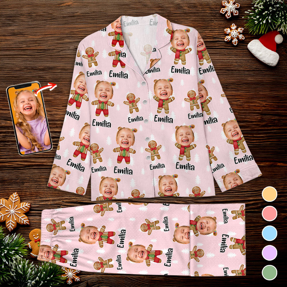 Gingerbread Pajamas Set - Christmas Pajamas - Custom Photo Christmas Pajamas