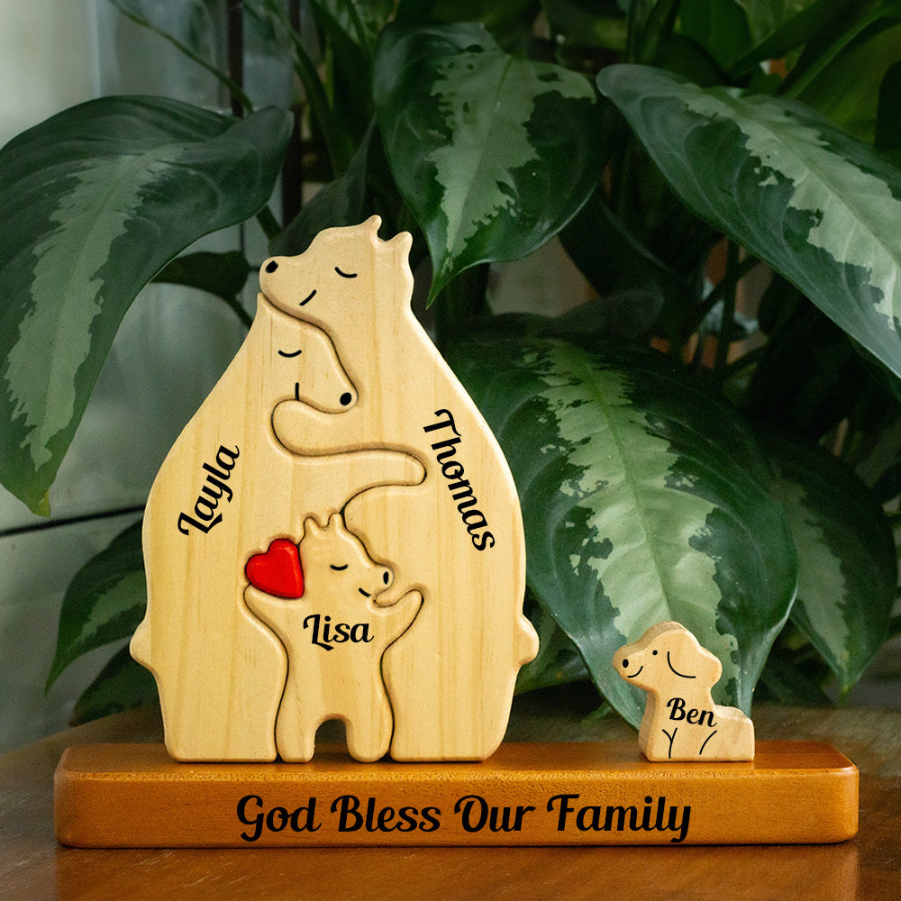 Wooden Bears Family Members - Puzzle Wooden Bears Family - Wooden Pet Carvings