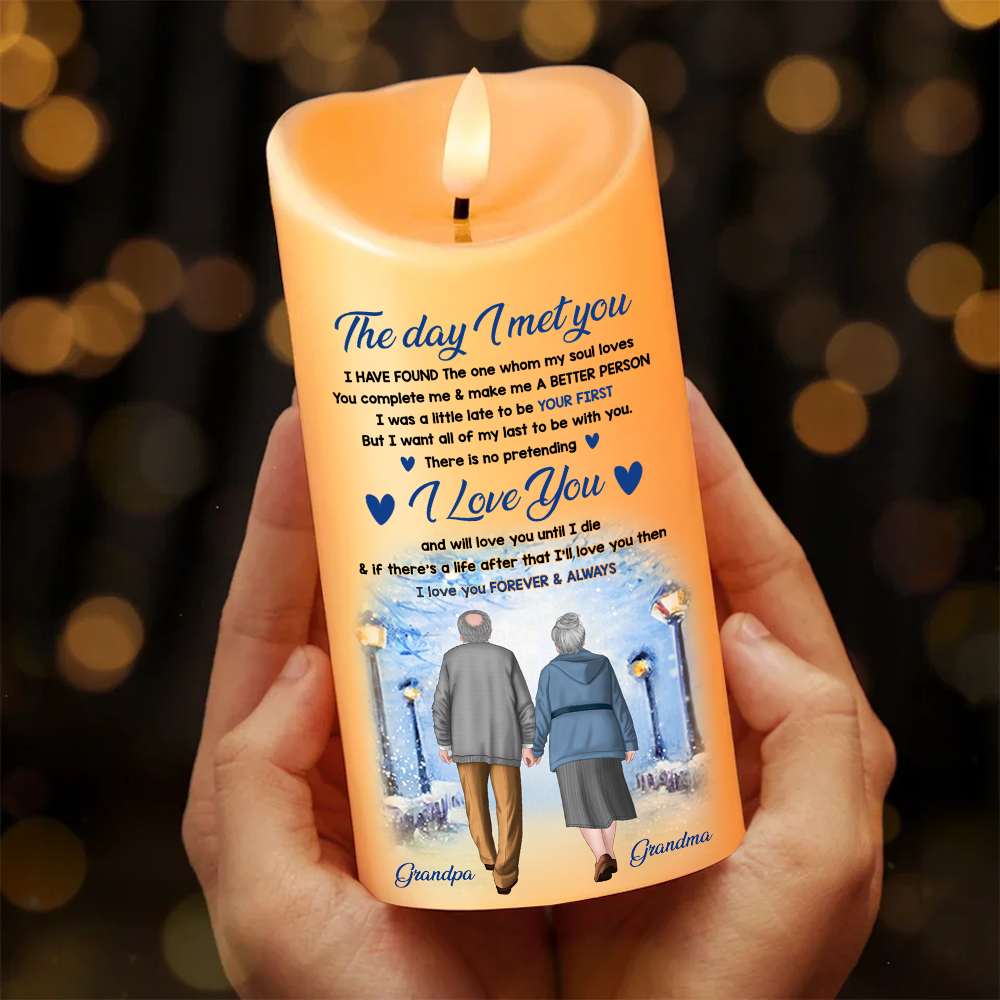 The Day I Meet You LED Candle - Personalized Flameless LED Candle - Christmas Gift