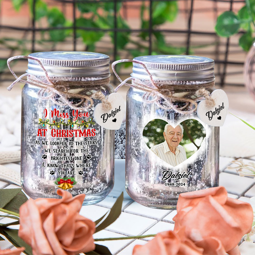 Personalized Mason Jar Light - Memorial Christmas Gifts for Family Members - Mason Jar Night light