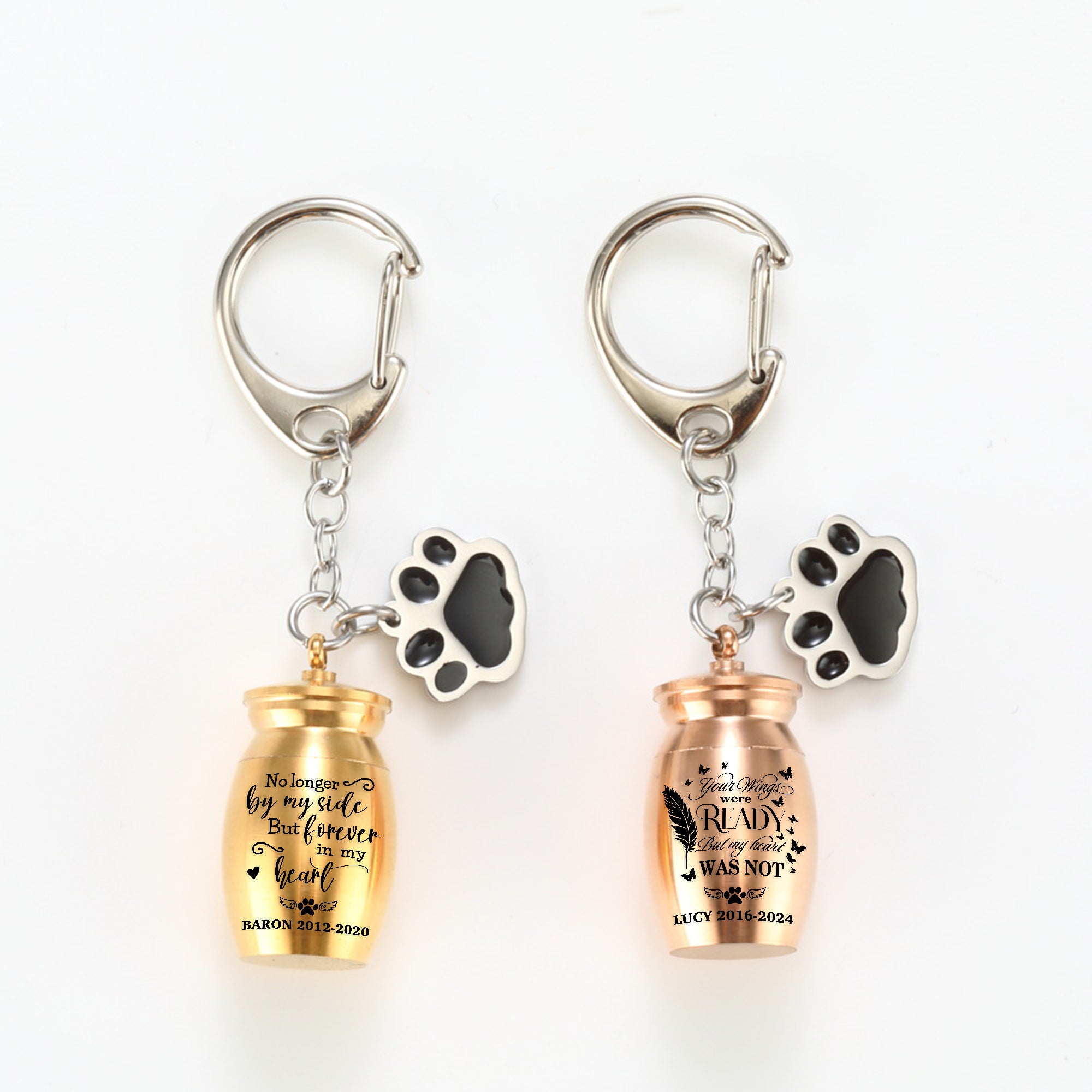 Pet Urns Keychain for Dog Cat - Small Pet Cremation Keepsake - Pend Paw Print Memorial Urn