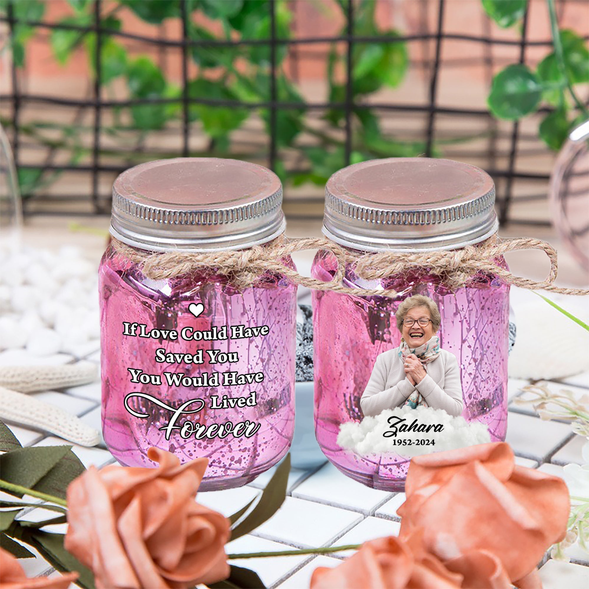 Personalized Mason Jar Light - Memorial Gifts for Family Members