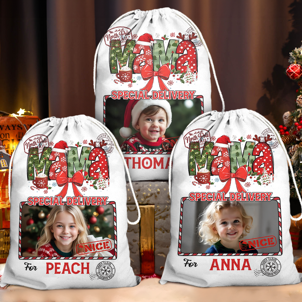 Mama Nana Christmas Special Delivery Bag - Personalized Christmas Present Sack - Christmas Santa Claus Gift