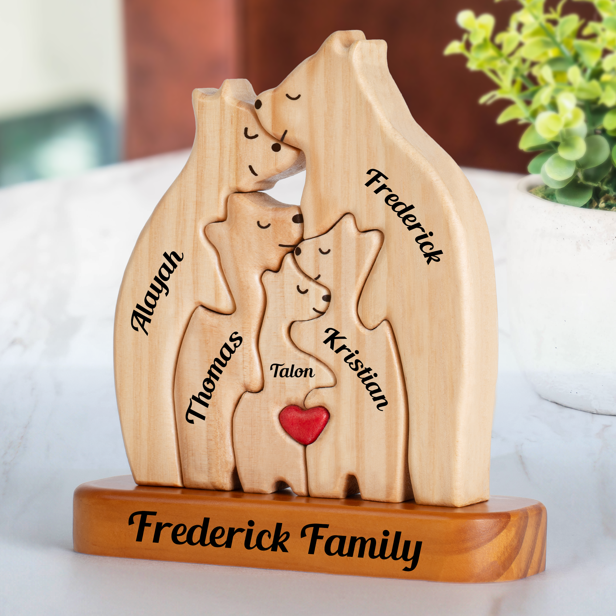 Big Size Wooden Bears Family - Puzzle Wooden Bears Family - Wooden Pet Carvings