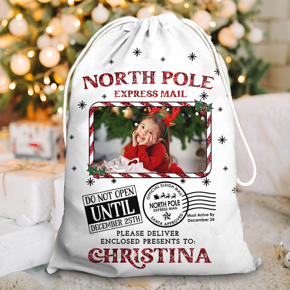 Custom Photo North Pole Christmas Bag - Personalized Custom Christmas Sack