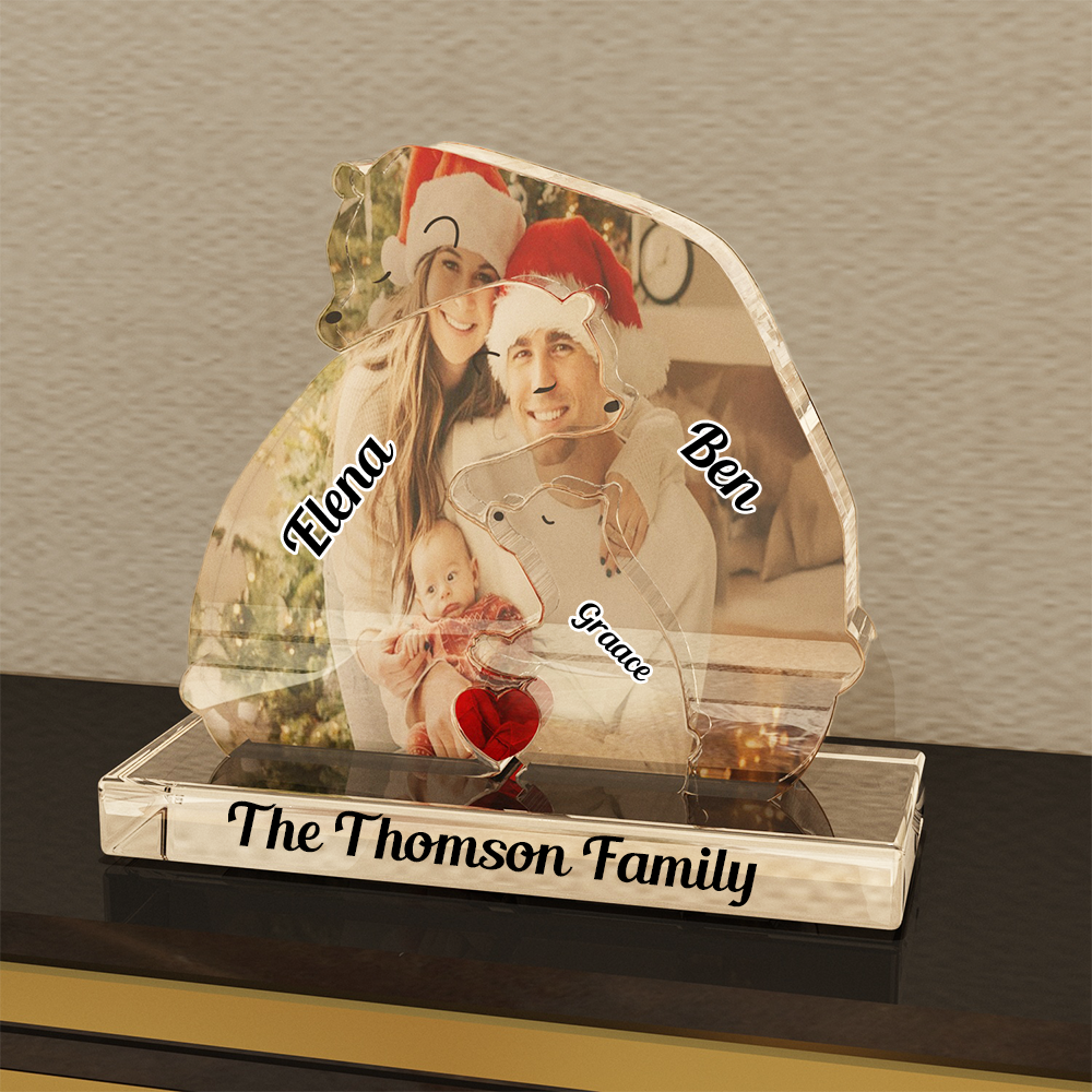 Personalized Acrylic Family Bear Puzzle - Custom Photo Christmas Cozy Bear Hug - Christmas Gift