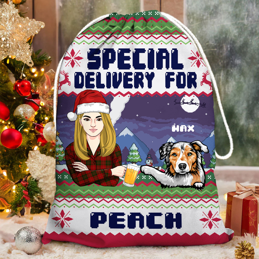 Christmas Santa Sack - Personalized Special Delivery Christmas Bag - Christmas Gift Bag