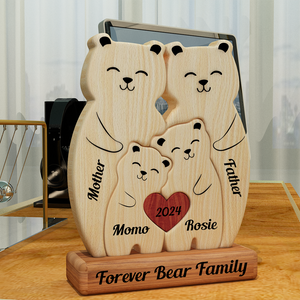 Teddy Family Bear Wooden Bear Family - Puzzle Wooden Family - Wooden Pet Carvings