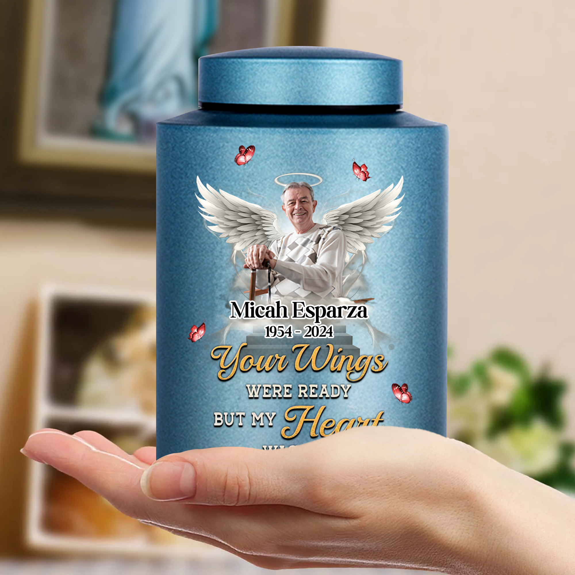 Forever In My Heart - In Loving Memories - Keepsake Urn for Ashes - Stainless Steel Urns