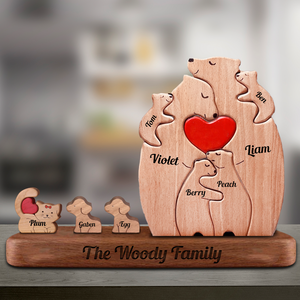 Wooden Bears Family Members - Puzzle Wooden Bears Family - Wooden Pet Carvings
