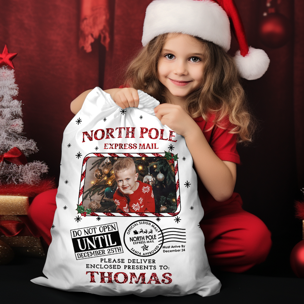 Custom Photo North Pole Christmas Bag - Personalized Custom Christmas Sack