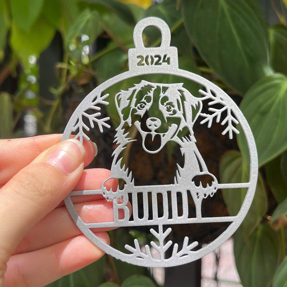 Personalized Pet Metal Ornaments - Custom Dog or Cat Christmas Tree Ornaments - Stainless Steel Ornament