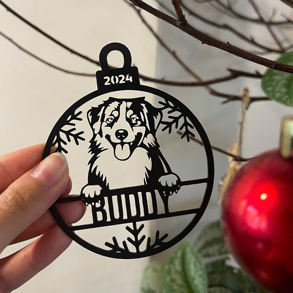 Personalized Pet Metal Ornaments - Custom Dog or Cat Christmas Tree Ornaments - Stainless Steel Ornament