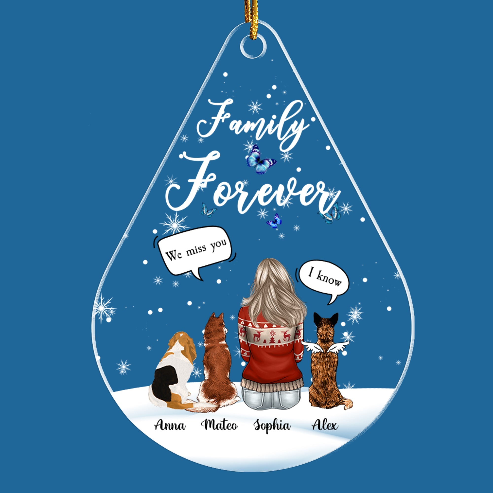 Family Forever Memorial Ornament - Personalized Custom Shape Acrylic Ornament