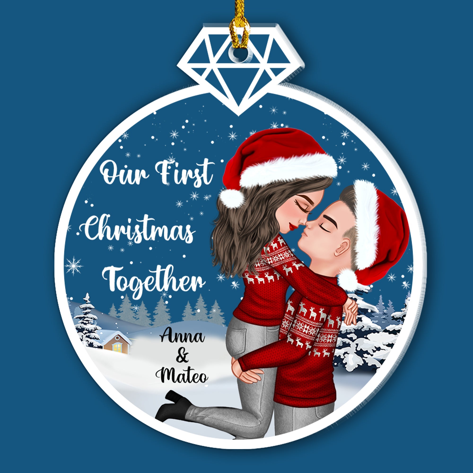 Our First Christmas Together Christmas Custom Gifts For Husband And Wife Uniform - Personalized Custom Shape Acrylic Ornament