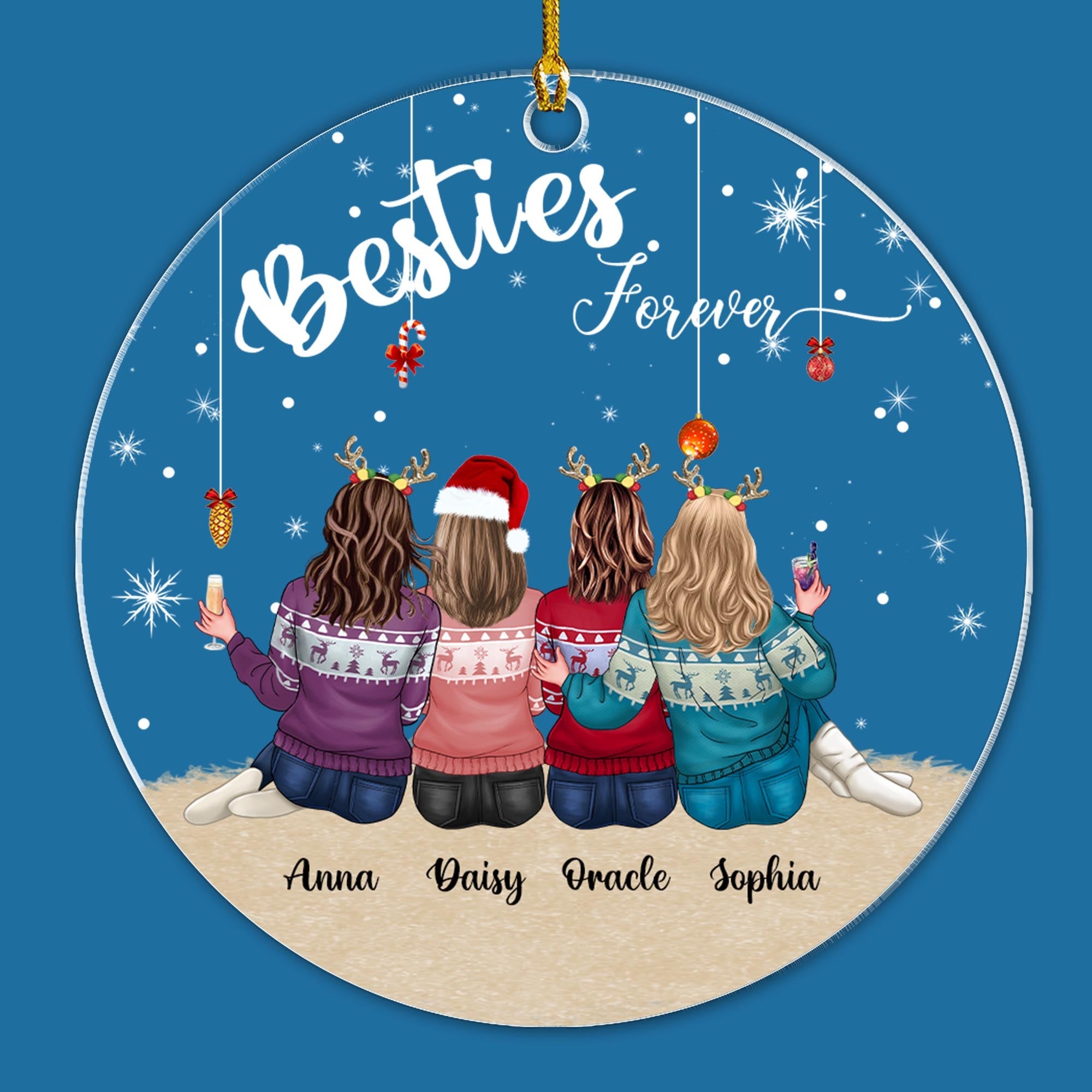 Bestie Forever Friends Forever - Personalized Custom Shape Acrylic Ornament