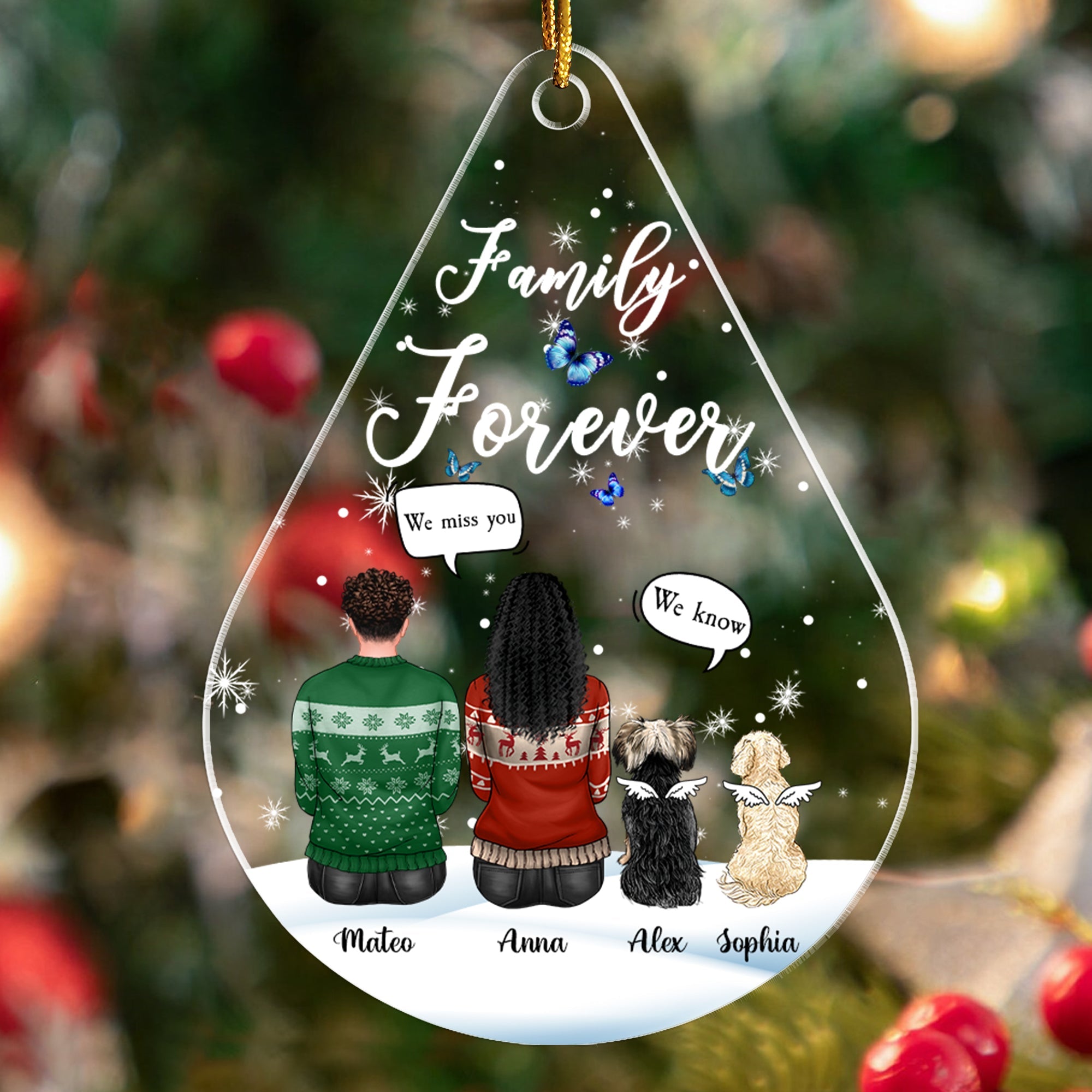 Family Forever Memorial Ornament - Personalized Custom Shape Acrylic Ornament