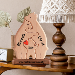 Big Size Wooden Bears Family - Puzzle Wooden Bears Family - Wooden Pet Carvings