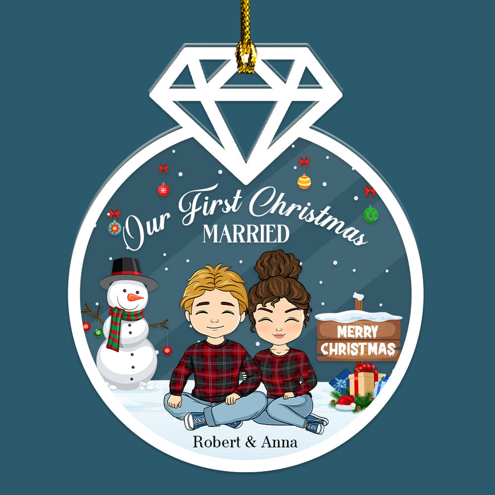 Our First Christmas Gifts For Husband And Wife - Personalized Custom Shape Acrylic Ornament