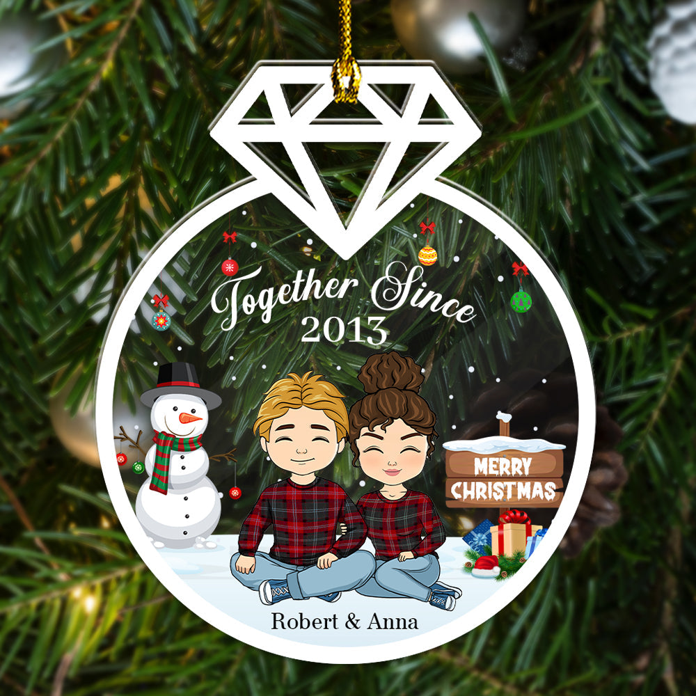 Our First Christmas Gifts For Husband And Wife - Personalized Custom Shape Acrylic Ornament