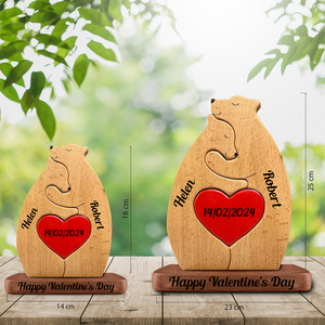 Big Size Couple Wooden Bears Family - Puzzle Wooden Bears Family - Wooden Pet Carvings