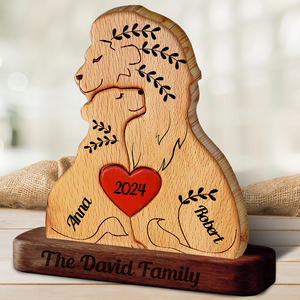 Married Lion Family Wooden Bears Family - Puzzle Wooden Bears Family - Wooden Pet Carvings